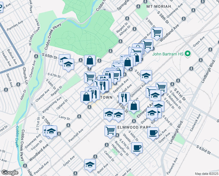 map of restaurants, bars, coffee shops, grocery stores, and more near in Philadelphia