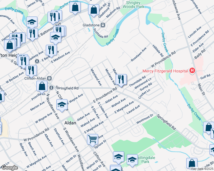 map of restaurants, bars, coffee shops, grocery stores, and more near 616 Massachusetts Avenue in Aldan