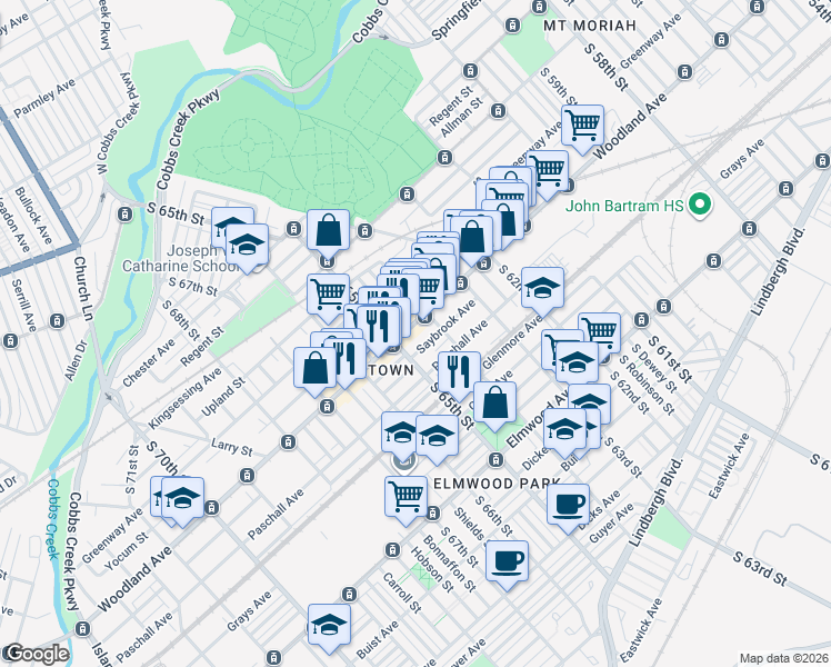 map of restaurants, bars, coffee shops, grocery stores, and more near in Philadelphia
