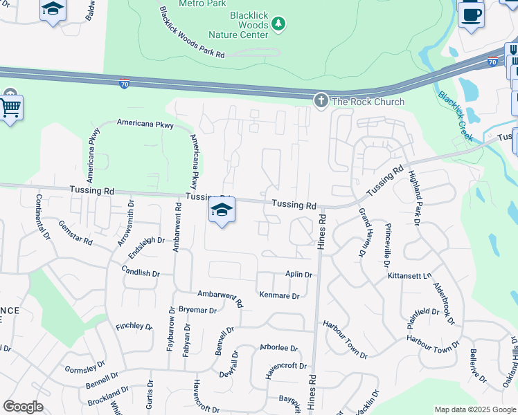 map of restaurants, bars, coffee shops, grocery stores, and more near 7806 Crown Lake Drive in Reynoldsburg