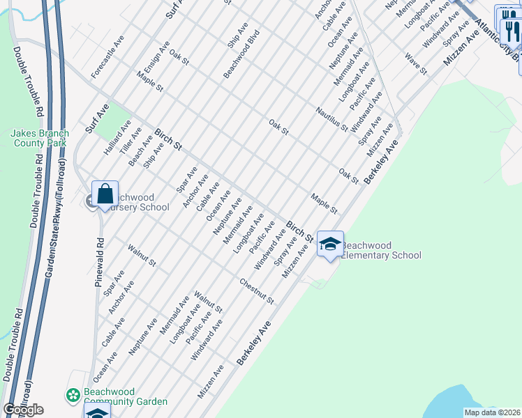 map of restaurants, bars, coffee shops, grocery stores, and more near 909 Longboat Avenue in Beachwood