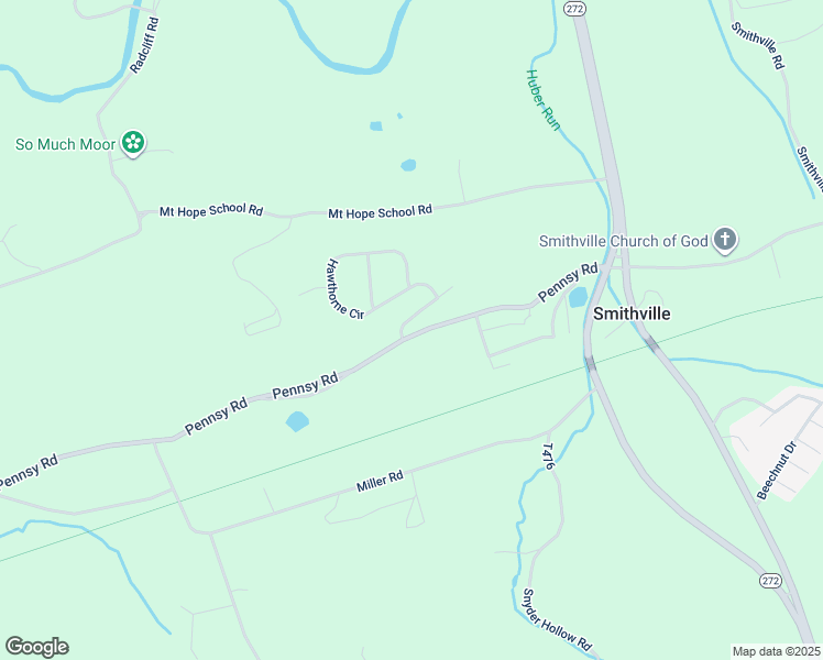 map of restaurants, bars, coffee shops, grocery stores, and more near 739 Pennsy Road in Willow Street