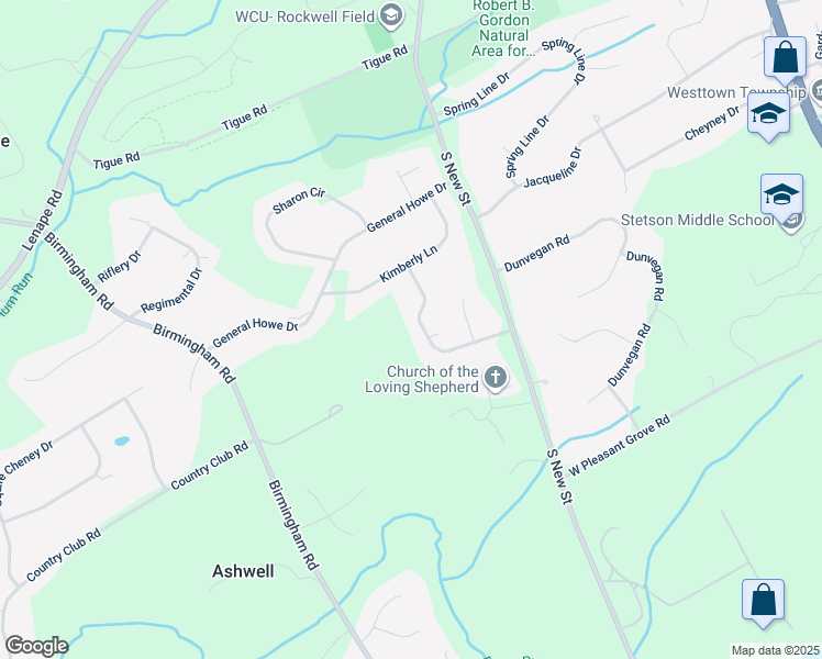 map of restaurants, bars, coffee shops, grocery stores, and more near 1002 General Greene Drive in West Chester