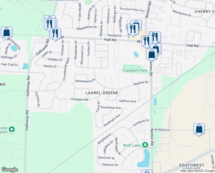 map of restaurants, bars, coffee shops, grocery stores, and more near 5891 Parkglen Road in Galloway
