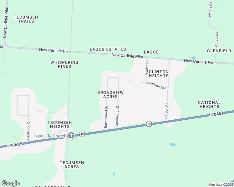 map of restaurants, bars, coffee shops, grocery stores, and more near 223 Green Acres Dr in Springfield