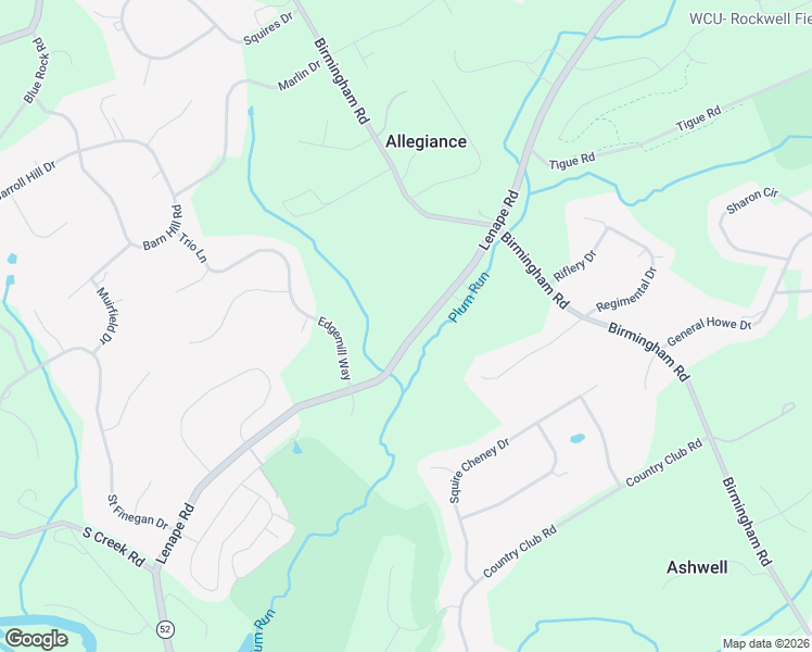 map of restaurants, bars, coffee shops, grocery stores, and more near 1036 Lenape Road in West Chester