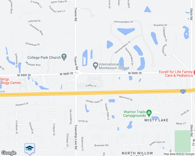 map of restaurants, bars, coffee shops, grocery stores, and more near 2210 Brightwell Place in Indianapolis