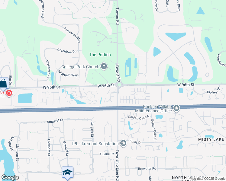 map of restaurants, bars, coffee shops, grocery stores, and more near 9553 Maple Way in Indianapolis