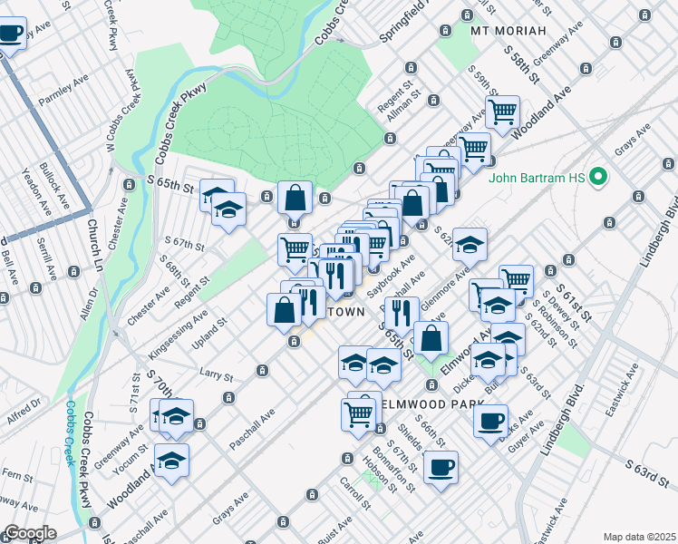 map of restaurants, bars, coffee shops, grocery stores, and more near in 