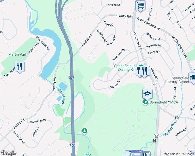 map of restaurants, bars, coffee shops, grocery stores, and more near 661 Cheyney Road in Springfield