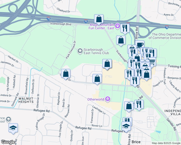 map of restaurants, bars, coffee shops, grocery stores, and more near 2680 Silver Oak Drive in Columbus