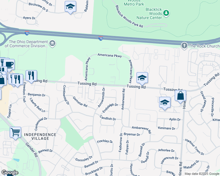 map of restaurants, bars, coffee shops, grocery stores, and more near 2816 Bannon Court in Reynoldsburg