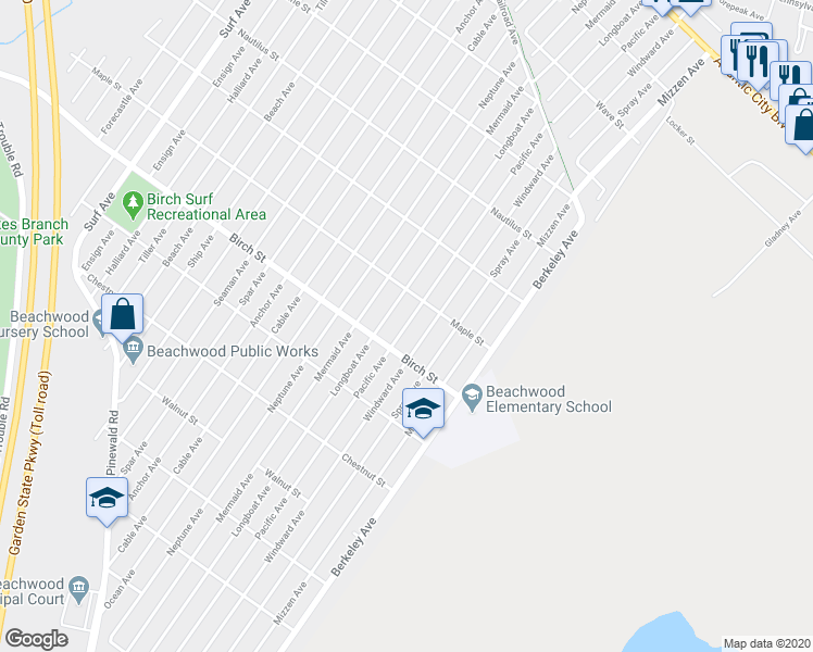 map of restaurants, bars, coffee shops, grocery stores, and more near 800 Pacific Avenue in Beachwood