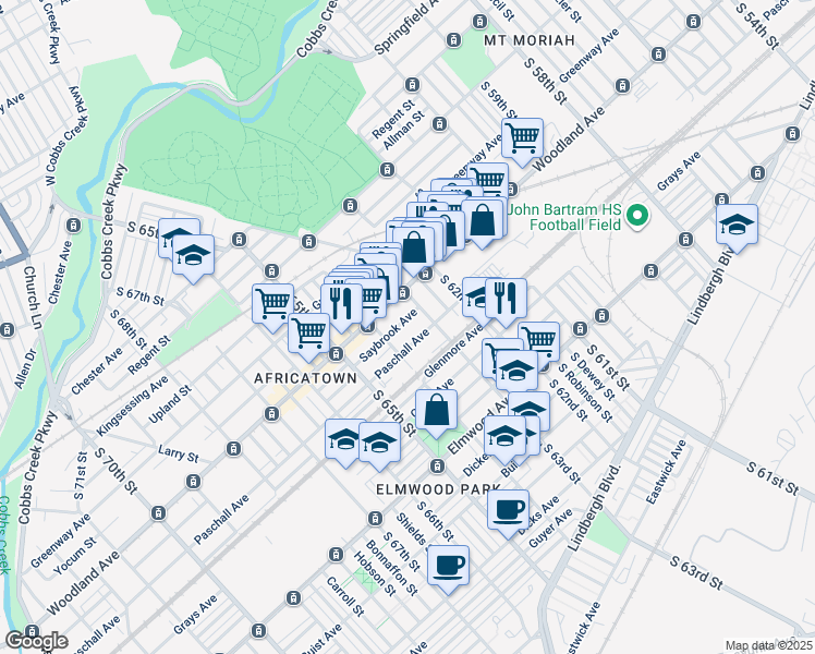 map of restaurants, bars, coffee shops, grocery stores, and more near in Philadelphia