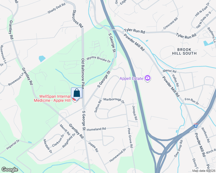 map of restaurants, bars, coffee shops, grocery stores, and more near 2231 Sutton Road in York