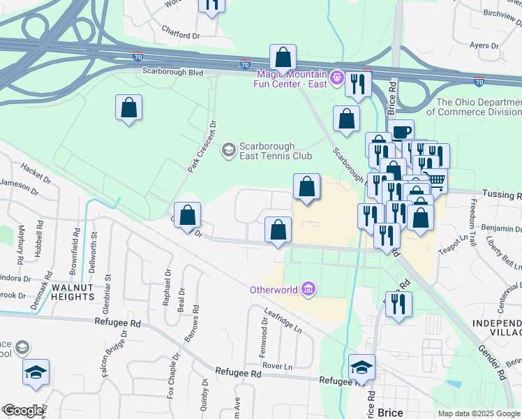 map of restaurants, bars, coffee shops, grocery stores, and more near 2680 Silver Oak Drive in Columbus