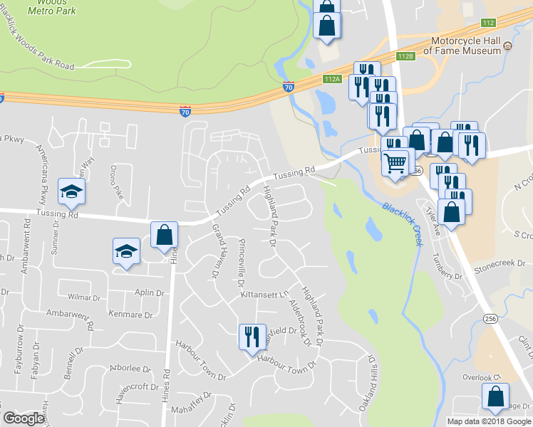 map of restaurants, bars, coffee shops, grocery stores, and more near 7604 Bay Hill Drive in Pickerington