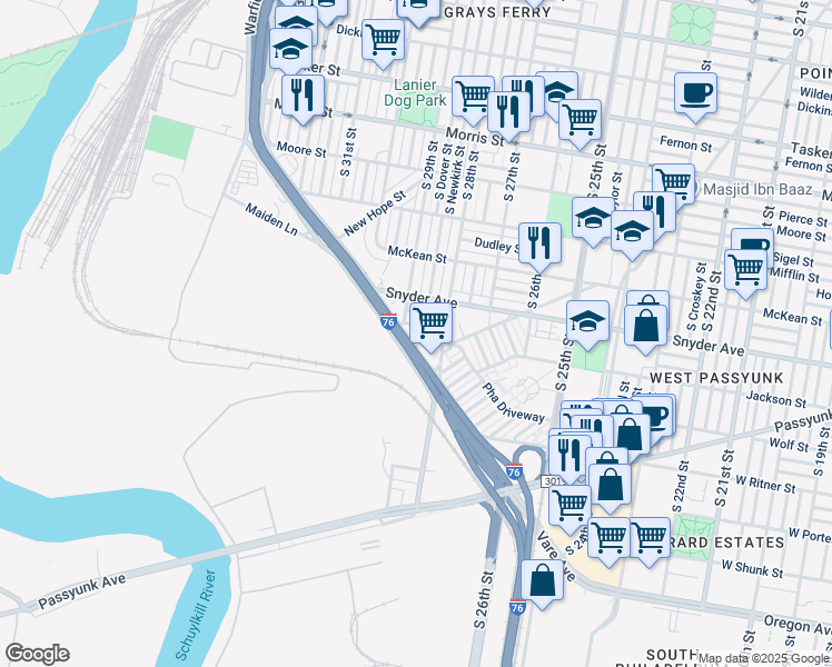 map of restaurants, bars, coffee shops, grocery stores, and more near 2839 Jackson Street in Philadelphia