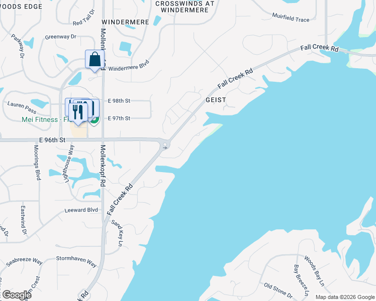 map of restaurants, bars, coffee shops, grocery stores, and more near 10922 Brigantine Drive in Indianapolis