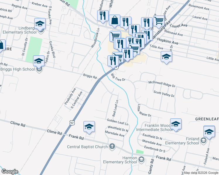 map of restaurants, bars, coffee shops, grocery stores, and more near 1476 Harrisburg Pike in Columbus
