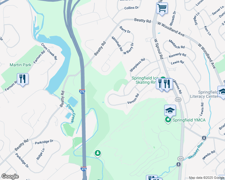 map of restaurants, bars, coffee shops, grocery stores, and more near 661 Cheyney Road in Springfield