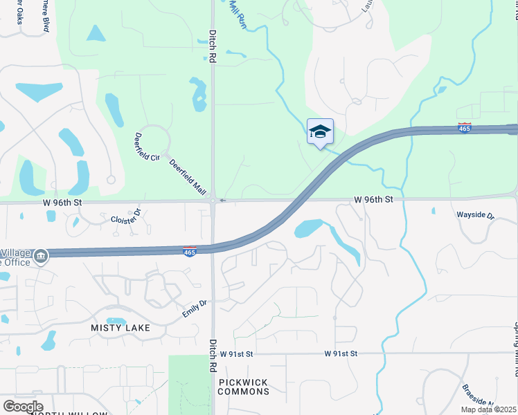 map of restaurants, bars, coffee shops, grocery stores, and more near 1251 West 96th Street in Indianapolis