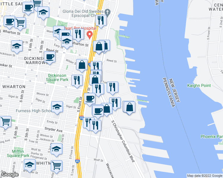 map of restaurants, bars, coffee shops, grocery stores, and more near 47 in Philadelphia