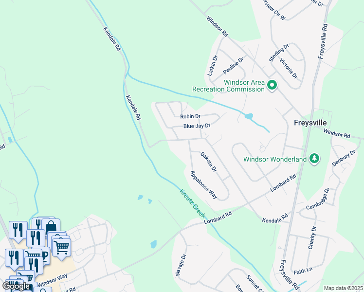 map of restaurants, bars, coffee shops, grocery stores, and more near 336 Kendale Road in Red Lion