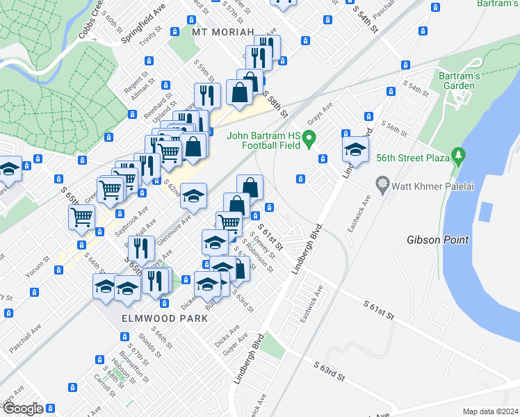 map of restaurants, bars, coffee shops, grocery stores, and more near 2435 South Millick Street in Philadelphia