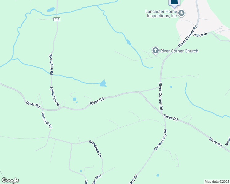 map of restaurants, bars, coffee shops, grocery stores, and more near 6201 River Road in Conestoga