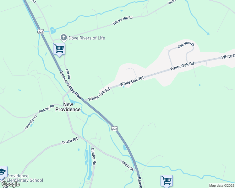 map of restaurants, bars, coffee shops, grocery stores, and more near 1533 White Oak Road in Strasburg