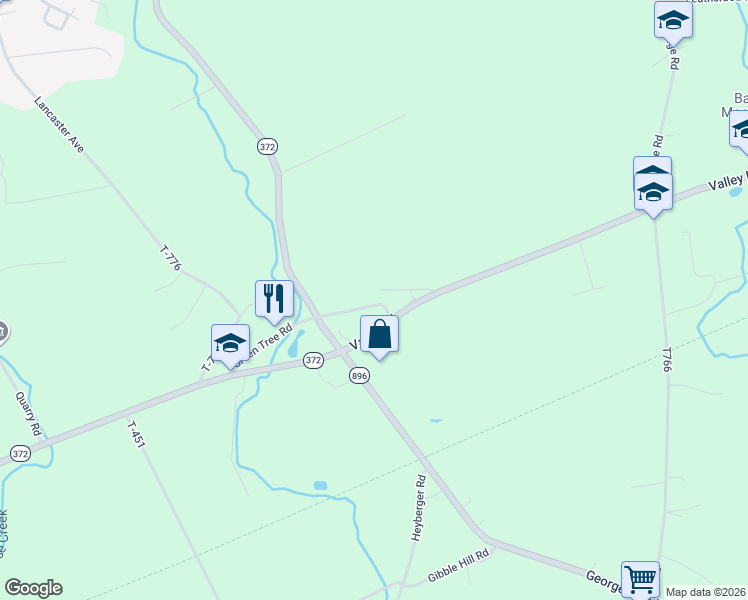 map of restaurants, bars, coffee shops, grocery stores, and more near 119 Green Tree Road in Christiana