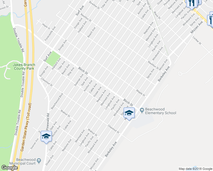 map of restaurants, bars, coffee shops, grocery stores, and more near 44 Birch Street in Beachwood