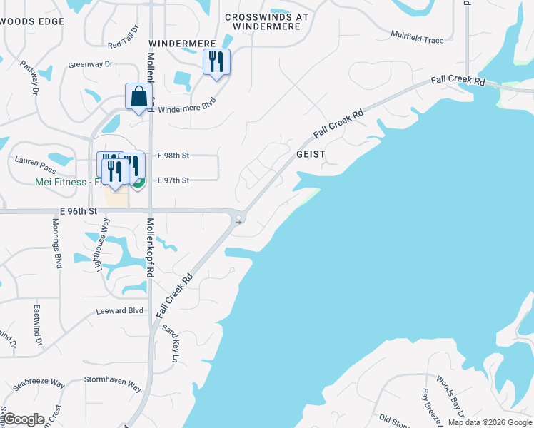 map of restaurants, bars, coffee shops, grocery stores, and more near 10922 Brigantine Drive in Indianapolis