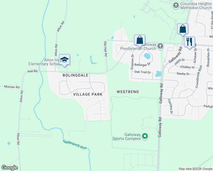map of restaurants, bars, coffee shops, grocery stores, and more near 6504 Birch Park Drive in Galloway