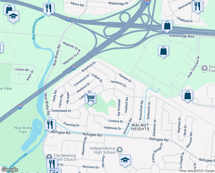 map of restaurants, bars, coffee shops, grocery stores, and more near 5114 Carbondale Drive in Columbus