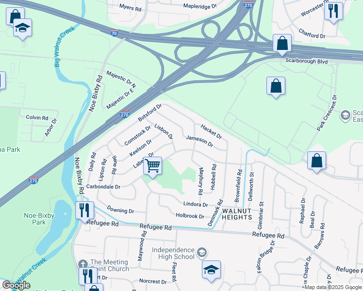 map of restaurants, bars, coffee shops, grocery stores, and more near 5114 Carbondale Drive in Columbus