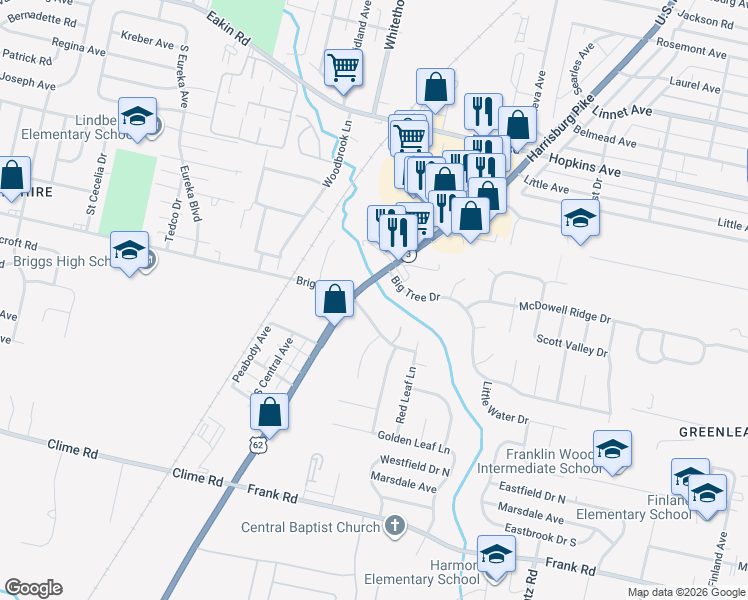 map of restaurants, bars, coffee shops, grocery stores, and more near 1476 Harrisburg Pike in Columbus