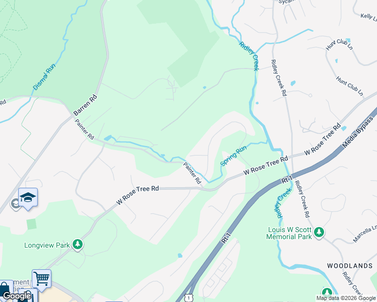 map of restaurants, bars, coffee shops, grocery stores, and more near 663 North Heilbron Drive in Media