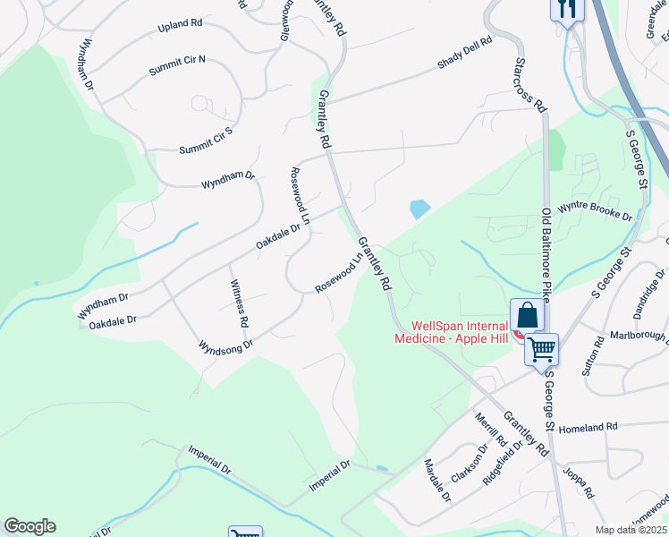 map of restaurants, bars, coffee shops, grocery stores, and more near 775 Rosewood Lane in York