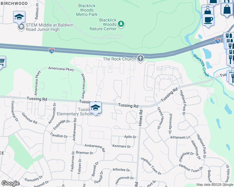 map of restaurants, bars, coffee shops, grocery stores, and more near 2681 Orono Pike in Reynoldsburg
