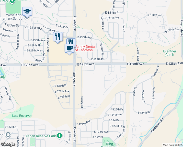 map of restaurants, bars, coffee shops, grocery stores, and more near 7560 Bachman Drive in Brighton