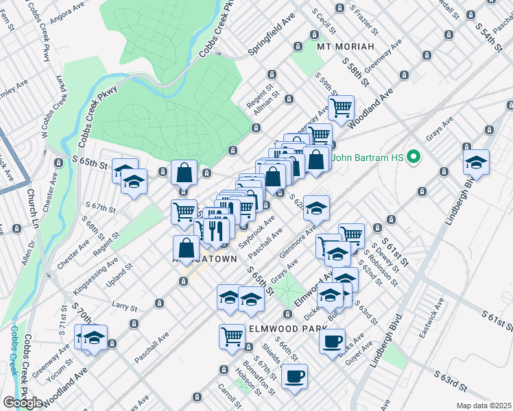 map of restaurants, bars, coffee shops, grocery stores, and more near in Philadelphia
