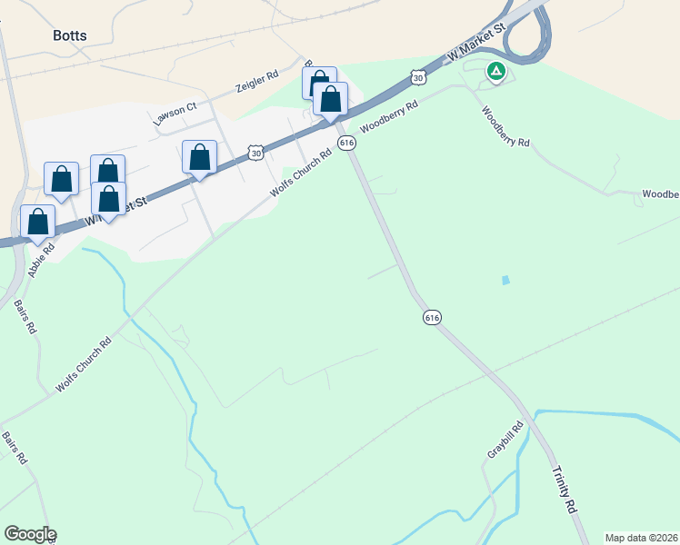map of restaurants, bars, coffee shops, grocery stores, and more near 4075 Rolling Meadow Court in York