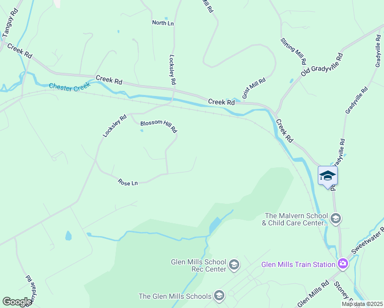 map of restaurants, bars, coffee shops, grocery stores, and more near 53 Rose Lane in Delaware County