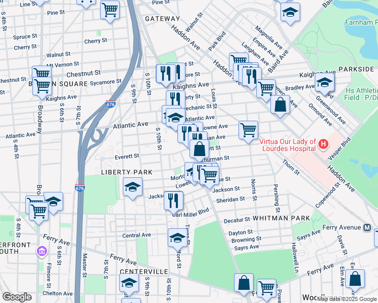 map of restaurants, bars, coffee shops, grocery stores, and more near in Camden