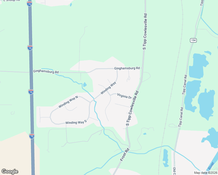 map of restaurants, bars, coffee shops, grocery stores, and more near 7599 Winding Way in Tipp City