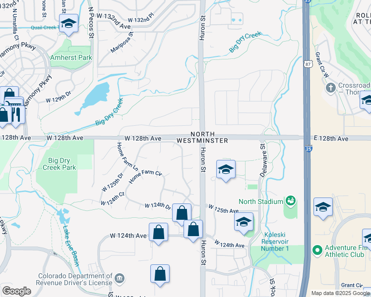 map of restaurants, bars, coffee shops, grocery stores, and more near 12716 Home Farm Drive in Westminster