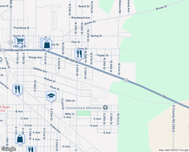 map of restaurants, bars, coffee shops, grocery stores, and more near 211 S 27th St in New Castle
