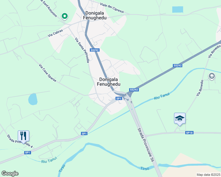 map of restaurants, bars, coffee shops, grocery stores, and more near 1 Via Oristano in Donigala Fenughedu